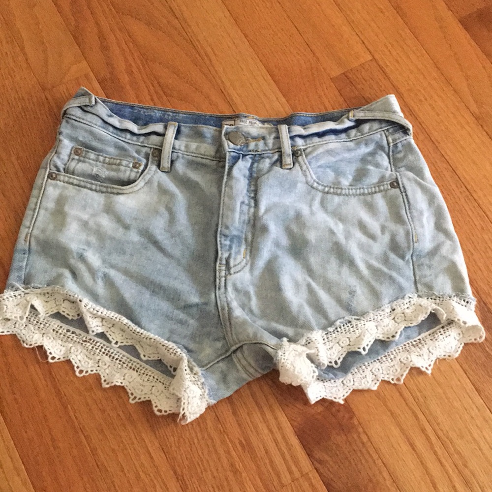 Free people lace jean shorts